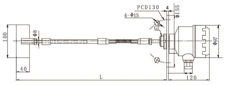 Датчик уровня ротационный SE2-30F, 220-230 V AC, 1000 – 1500 мм