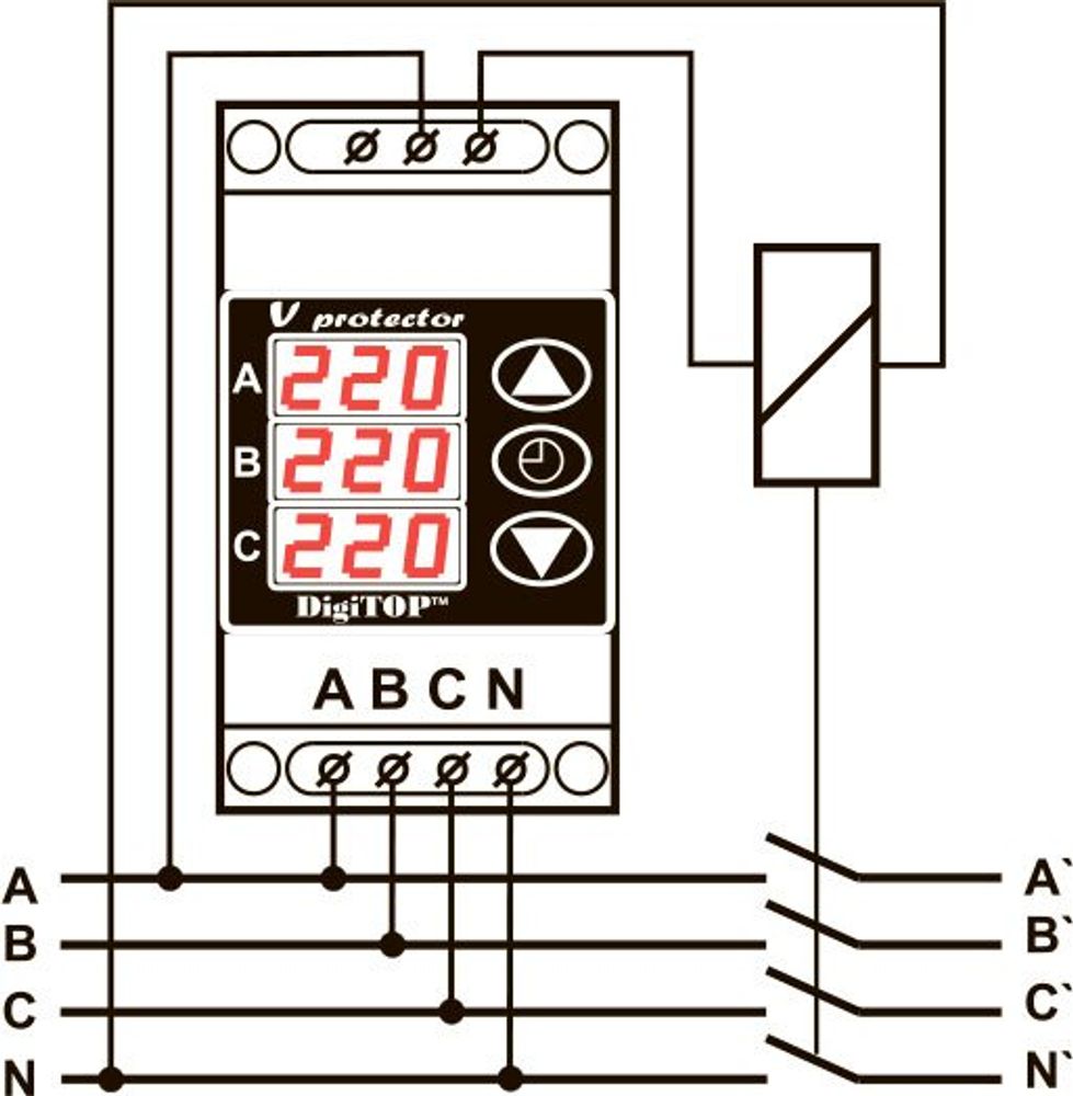 Реле напряжения трехфазное схема подключения