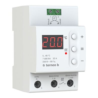Терморегулятор для теплої підлоги Terneo b на 32А, 5...40 С, 220-230 V AC