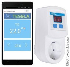 Терморегулятор в розетку Tessla TRW Wi-Fi з тижневим програматором, 0...40 С, 220-230 V AC