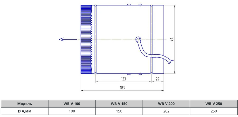 Вентилятор осьовий канальний WB-V 100 Turbo